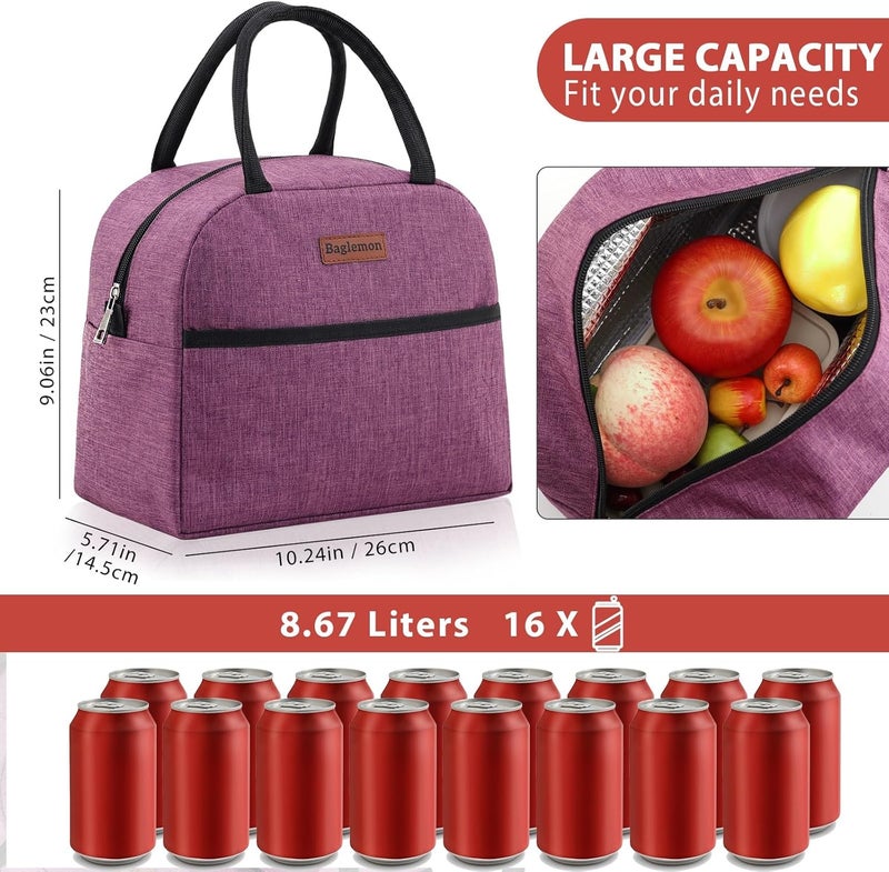 Baglemon Insulated Lunch Bag for Women Men, Lunch Containers Reusable High Capacity Lunch Tote Bags for Work Picnic - Image 3